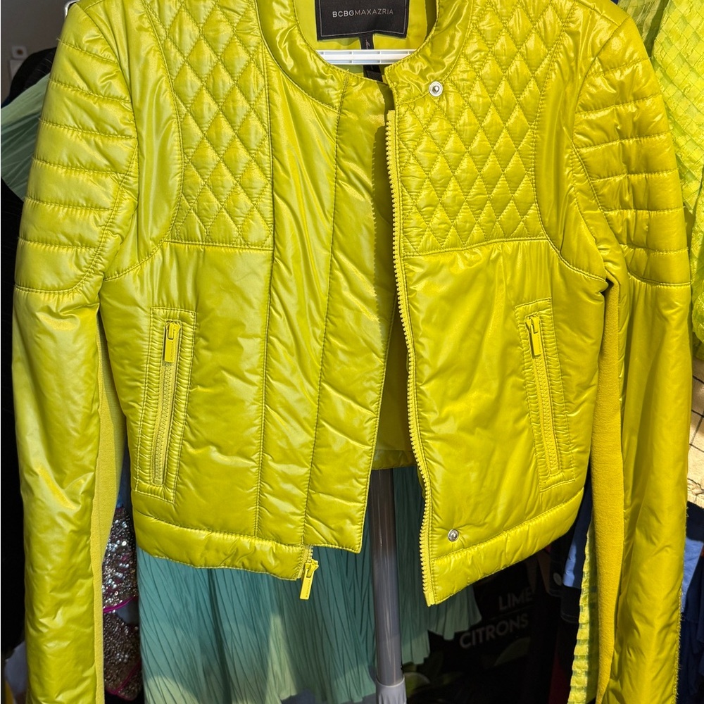BCBGMAXAZRIA Women's Yellow Quilted Jacket